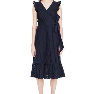 Jcrew Midi Eyelet Dress Navy